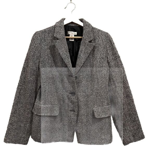 Isaac Mizrahi Women's Blazer‎ Tweed Jacket Black White Size Medium - Picture 1 of 6